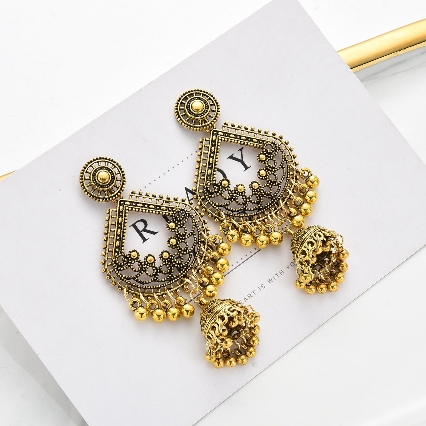 Earrings Vintage Bell Tassel Gemstone Design Elegant Jewelry Trend 2025