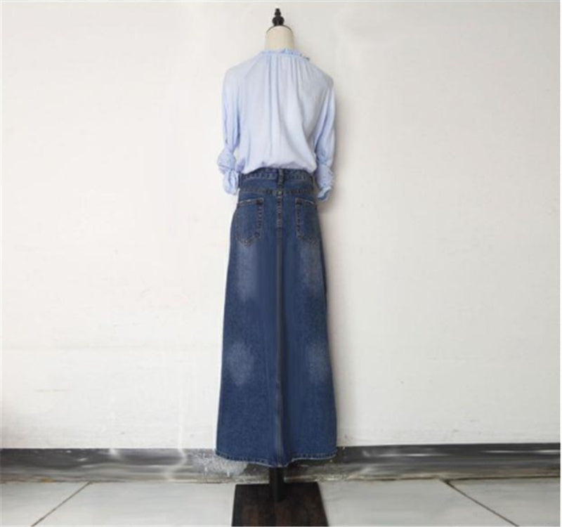 Skirts Distressed Denim A Line Skirt Streetwear Trend