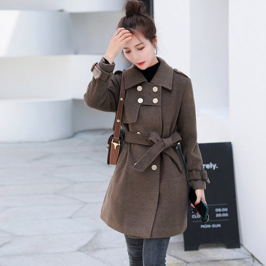 Small Slim Mid-Length Woolen Coat – Coats Outfits Women & Chic Autumn Winter Outfits