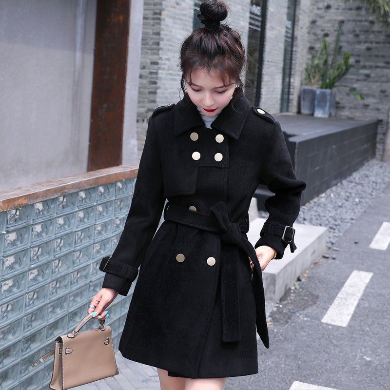Small Slim Mid-Length Woolen Coat – Coats Outfits Women & Chic Autumn Winter Outfits