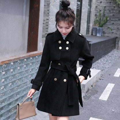 Small Slim Mid-Length Woolen Coat – Coats Outfits Women & Chic Autumn Winter Outfits
