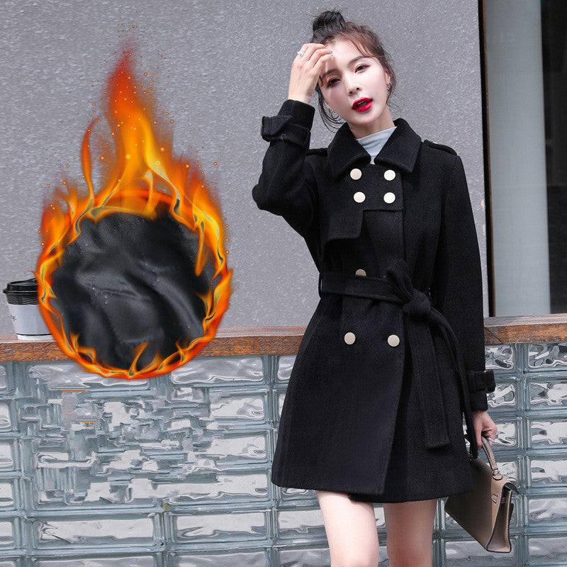 Small Slim Mid-Length Woolen Coat – Coats Outfits Women & Chic Autumn Winter Outfits
