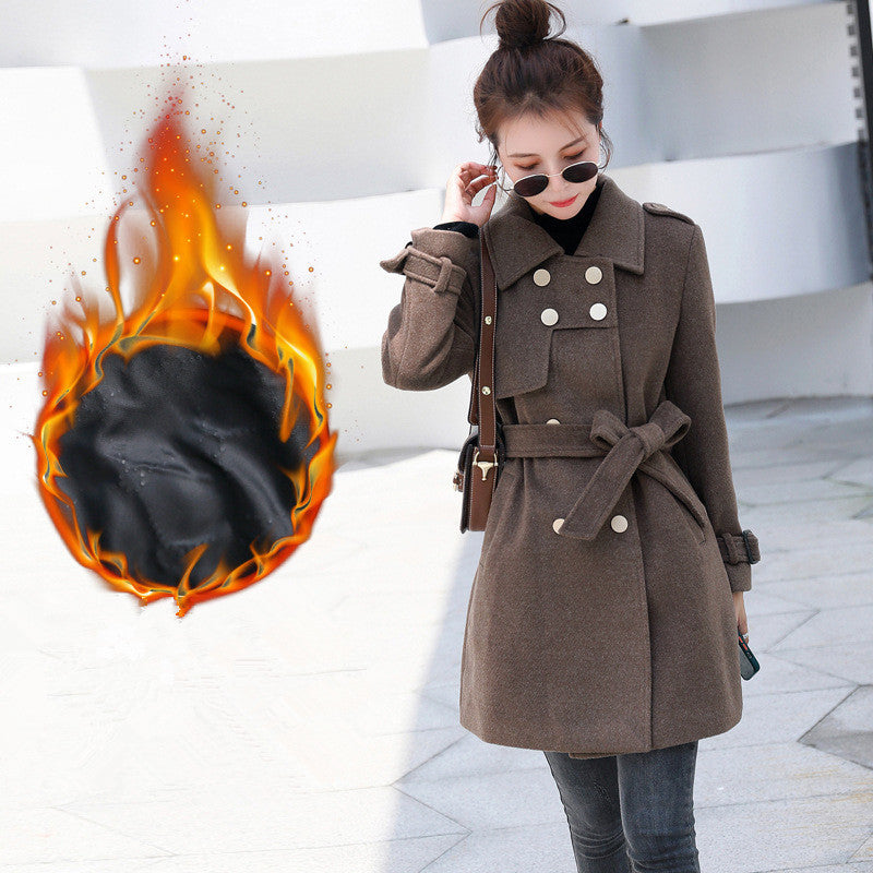 Small Slim Mid-Length Woolen Coat – Coats Outfits Women & Chic Autumn Winter Outfits