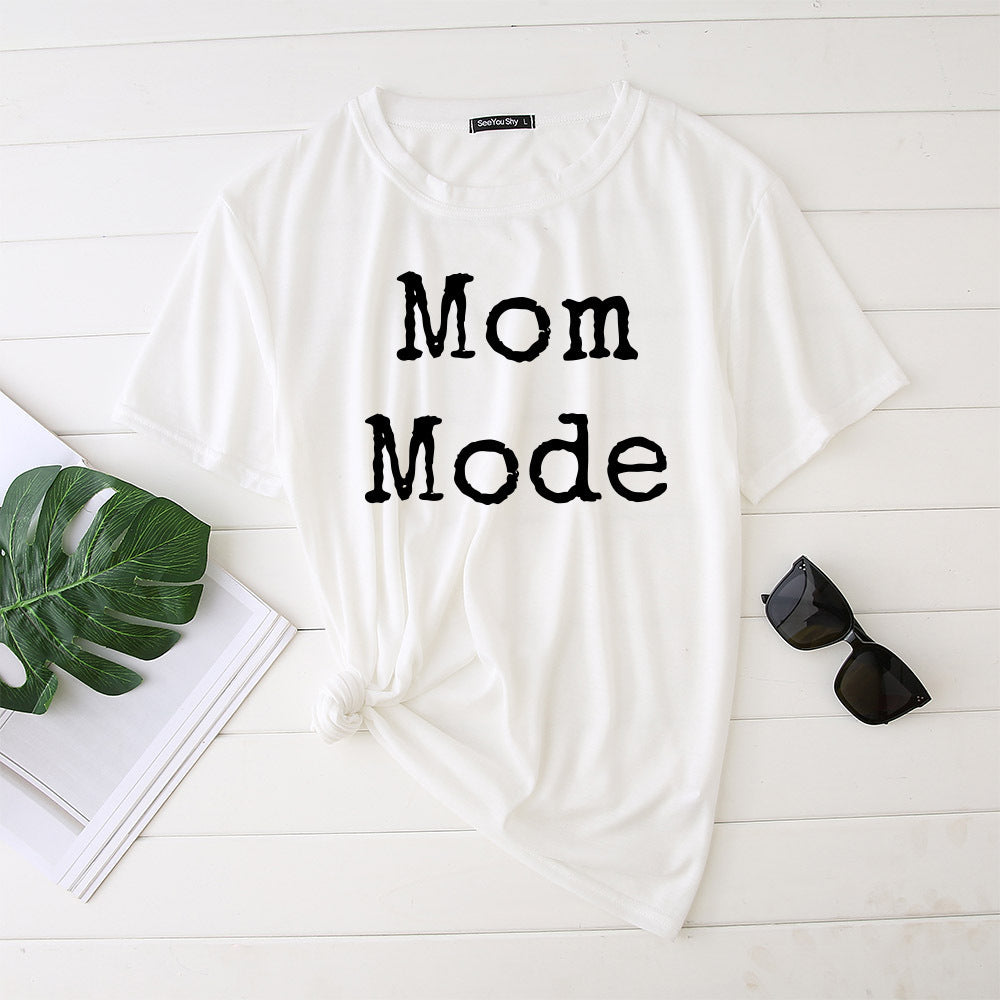 Mom Mode Kawaii Harajuku Graphic Tee for Women – Vintage Japanese Street Style