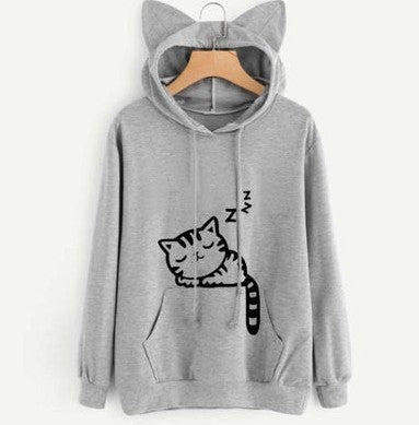 Women’s Casual Hoodie Sweatshirt with Cute Ears – Long Sleeve Pullover
