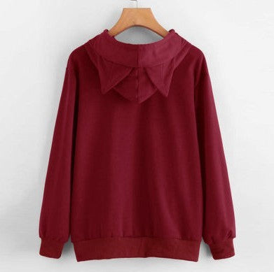 Women’s Casual Hoodie Sweatshirt with Cute Ears – Long Sleeve Pullover