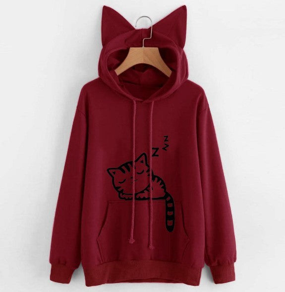 Women’s Casual Hoodie Sweatshirt with Cute Ears – Long Sleeve Pullover