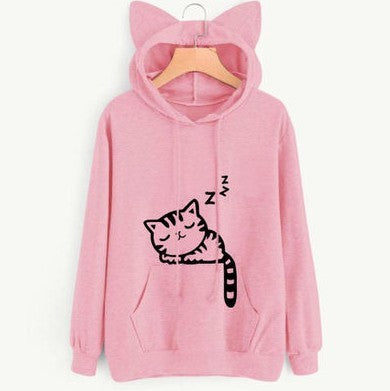 Women’s Casual Hoodie Sweatshirt with Cute Ears – Long Sleeve Pullover
