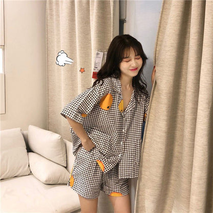 White Rabbit Print Pajama Two-Piece Outfit Set | Cute Korean Style 2025 Aesthetic