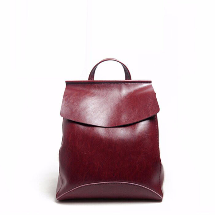 Korean Fashion Leather Shoulder Backpack Two-Layer Cowhide 2025 Trend
