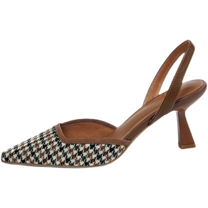 Vintage Stiletto Sandals for Women | Brown Baotou Fish Mouth Heels