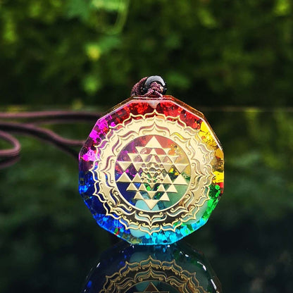 Sacred Geometry 7 Chakra Metatron Heart Necklace