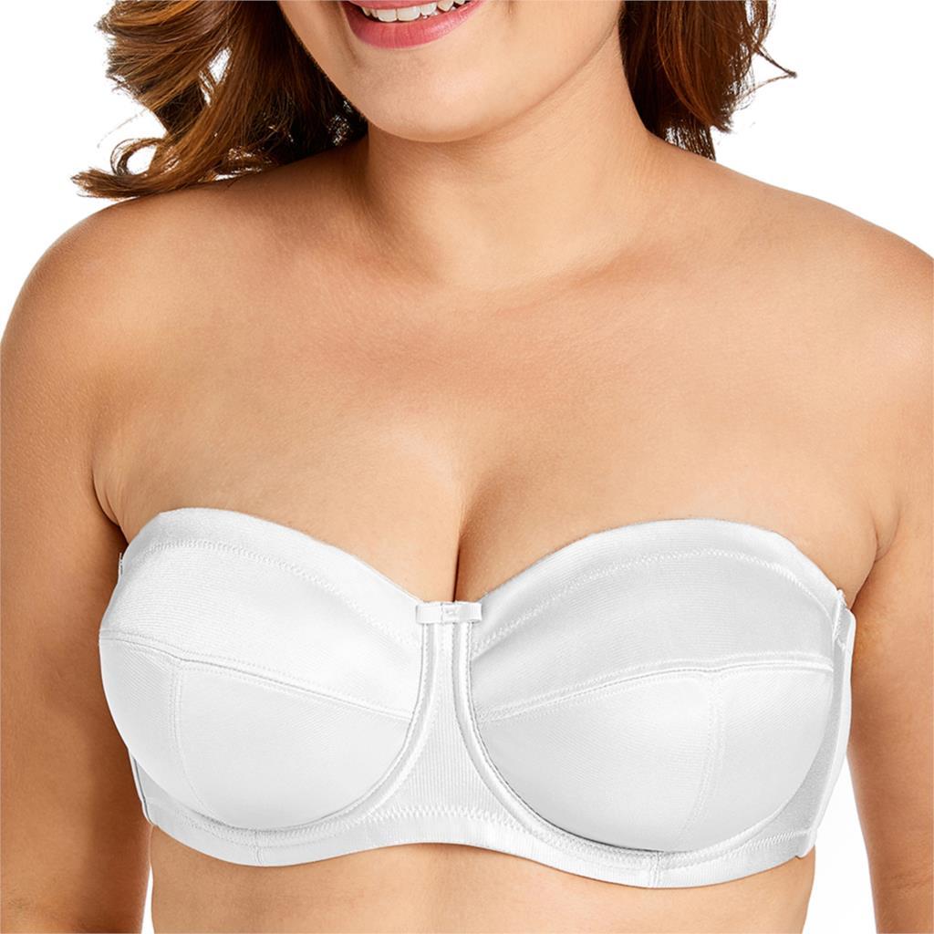 Plus-Size Strapless Bra – Sexy Glossy Half Cup Design with Non-Slip Siamese Fit
