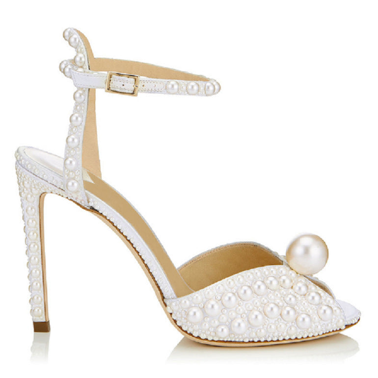 Elegant Summer Style Women Pearl Design Square Toe Pumps Shoes