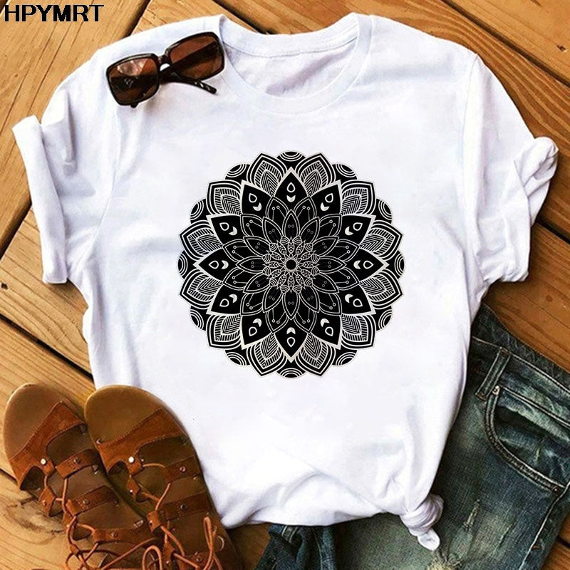 Women’s Printed Modal T-Shirt – Breathable Casual Crew Neck Short Sleeve Top