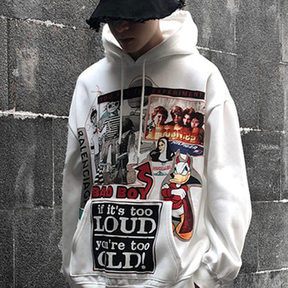 Funny Korean Style Cartoon Print Hooded Cardigan