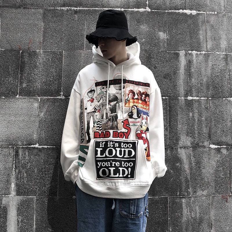 Funny Korean Style Cartoon Print Hooded Cardigan