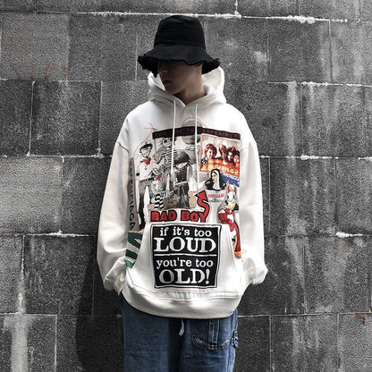Funny Korean Style Cartoon Print Hooded Cardigan