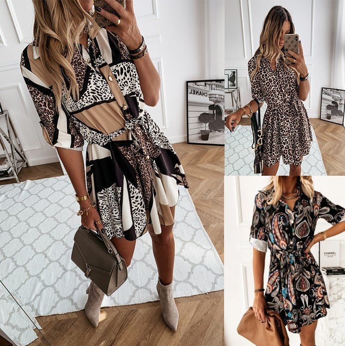 Vintage Print Short Dress | Casual Mini Dress & Day-to-Night Outfit for Women