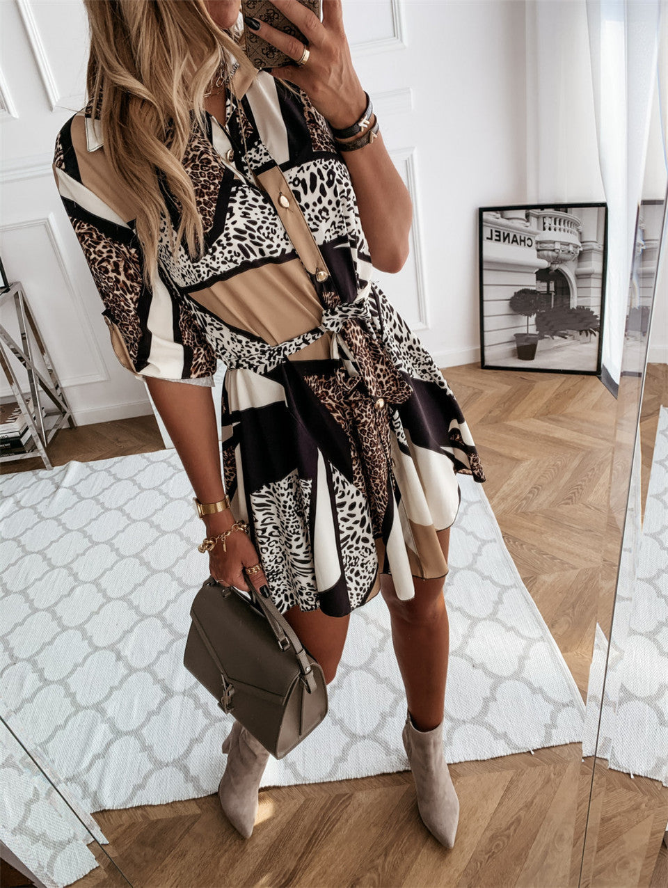 Vintage Print Short Dress