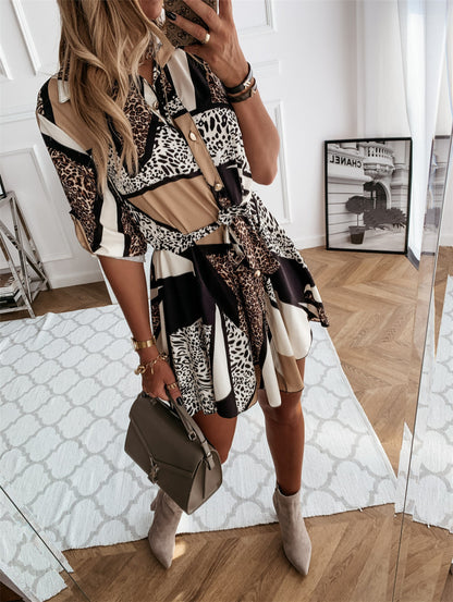 Vintage Print Short Dress | Casual Mini Dress & Day-to-Night Outfit for Women