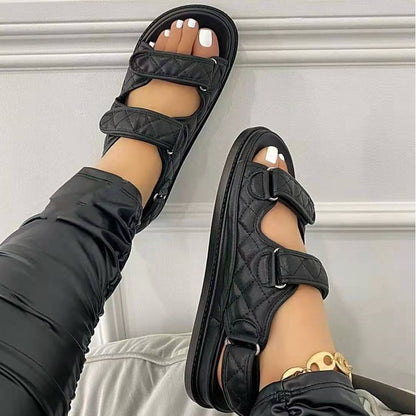 Two Buckle Closer Women Men Flat Beach Sandals