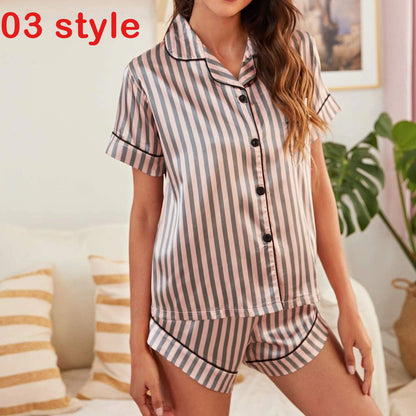 2025 Korean Style Women S Pajama Set 2 Piece Summer Sleepwear With Pocket Button Up Shorts Nightwear For Home