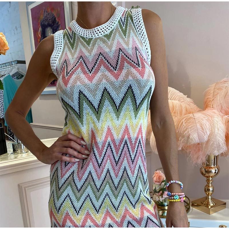 Rainbow Knit Mini Dress | Colorful Summer Outfit & Casual Mini Dress for Women