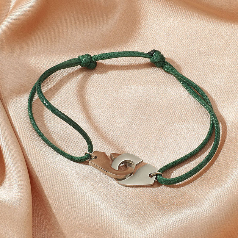 Titanium Steel Handcuff Bracelet – Unisex Adjustable Rope Bracelet for Couples & Everyday Wear