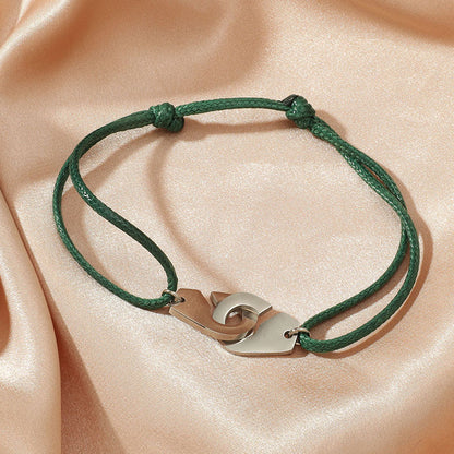 Titanium Steel Handcuff Bracelet – Unisex Adjustable Rope Bracelet for Couples & Everyday Wear
