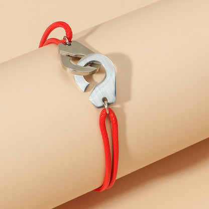 Titanium Steel Handcuff Bracelet – Unisex Adjustable Rope Bracelet for Couples & Everyday Wear