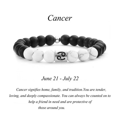 Frosted Black Agate & White Turquoise Couple Bracelets – Zodiac Beaded Bracelets for Unity & Everyday Wear