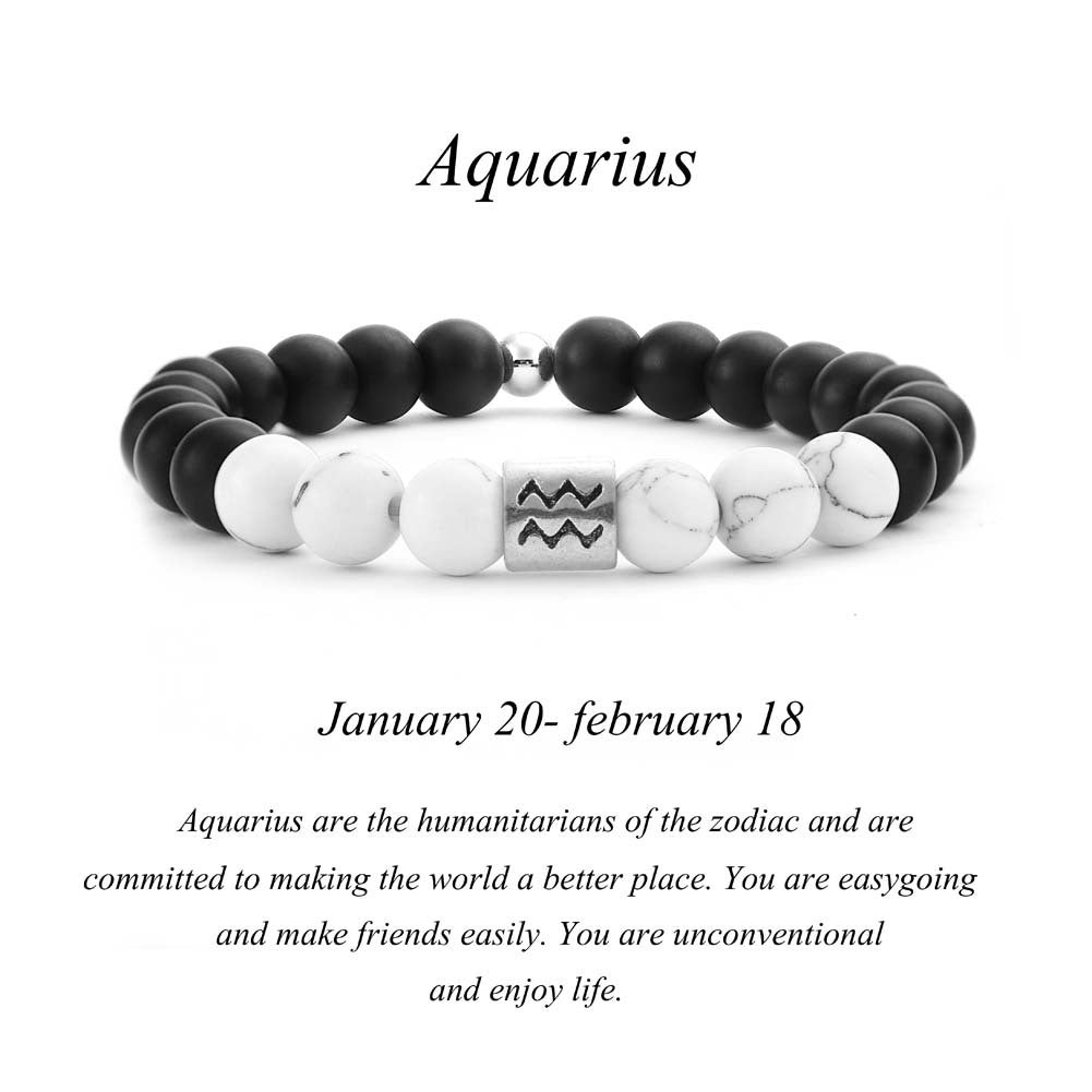 Frosted Black Agate & White Turquoise Couple Bracelets – Zodiac Beaded Bracelets for Unity & Everyday Wear