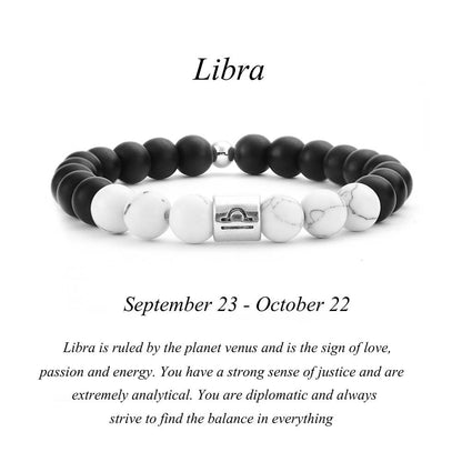 Frosted Black Agate & White Turquoise Couple Bracelets – Zodiac Beaded Bracelets for Unity & Everyday Wear