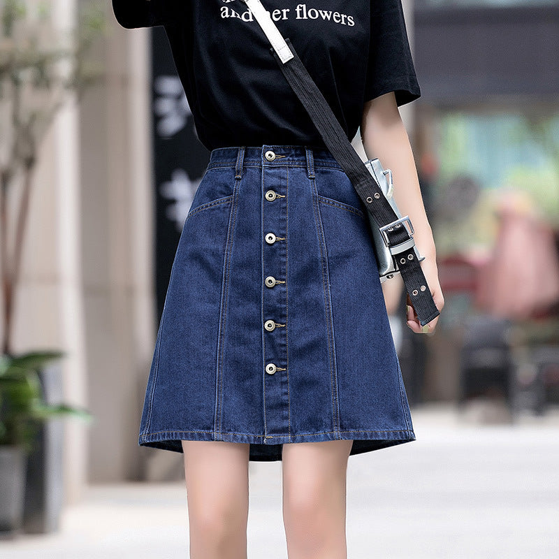 Skirts Plus Size High Waist A Line Denim Skirt Classic Trend