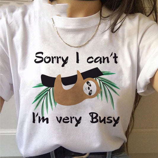 Women’s Sloth Kawaii Graphic T-Shirt – Cute Cotton Casual Tee