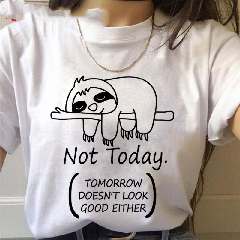 Women’s Sloth Kawaii Graphic T-Shirt – Cute Cotton Casual Tee
