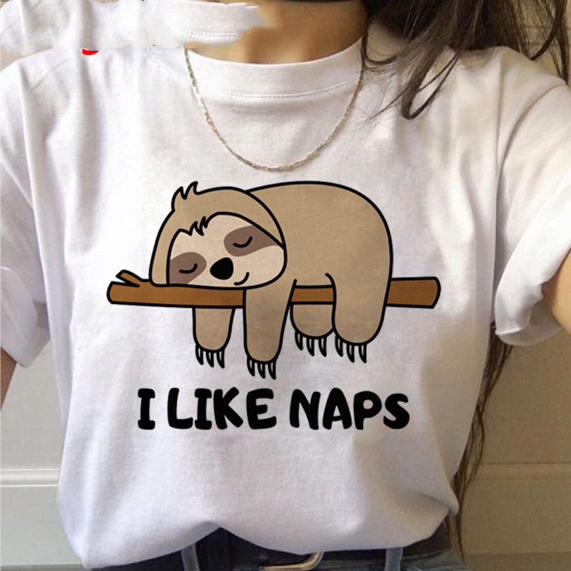 Women’s Sloth Kawaii Graphic T-Shirt – Cute Cotton Casual Tee