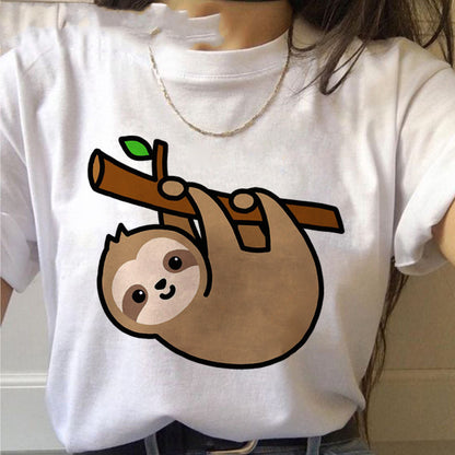 Women’s Sloth Kawaii Graphic T-Shirt – Cute Cotton Casual Tee