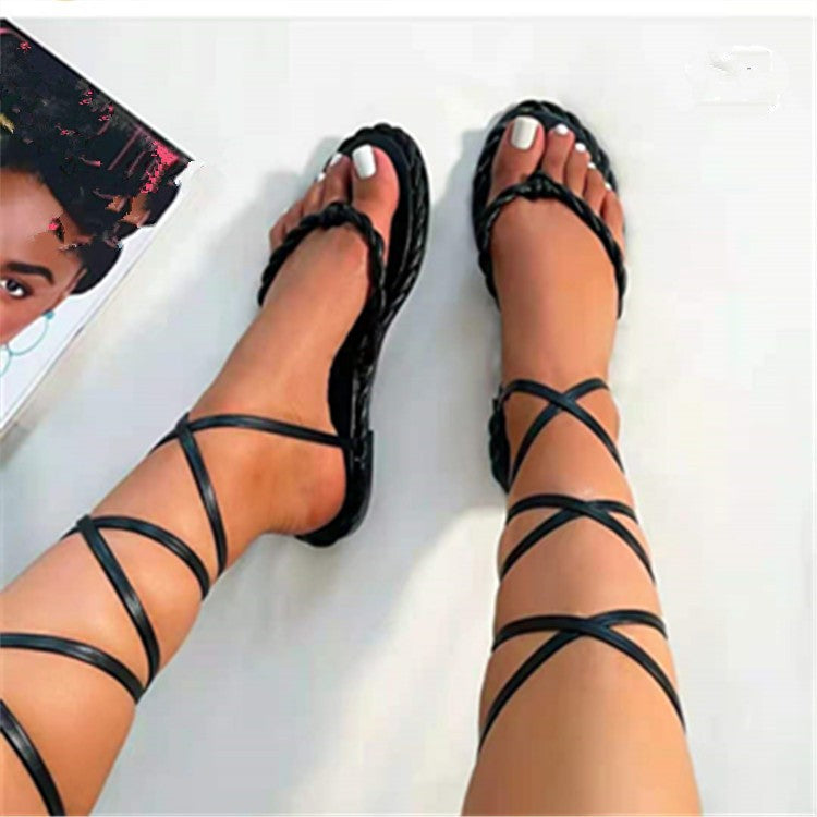 New Summer Design Clip Toe Ankle Strap Flat Women Sandal Slipper