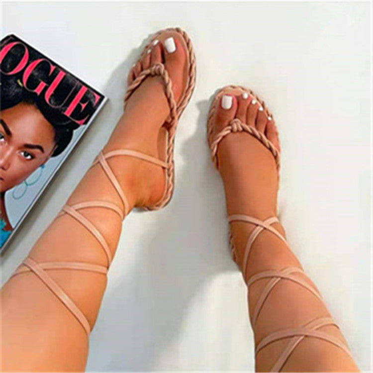 New Summer Design Clip Toe Ankle Strap Flat Women Sandal Slipper