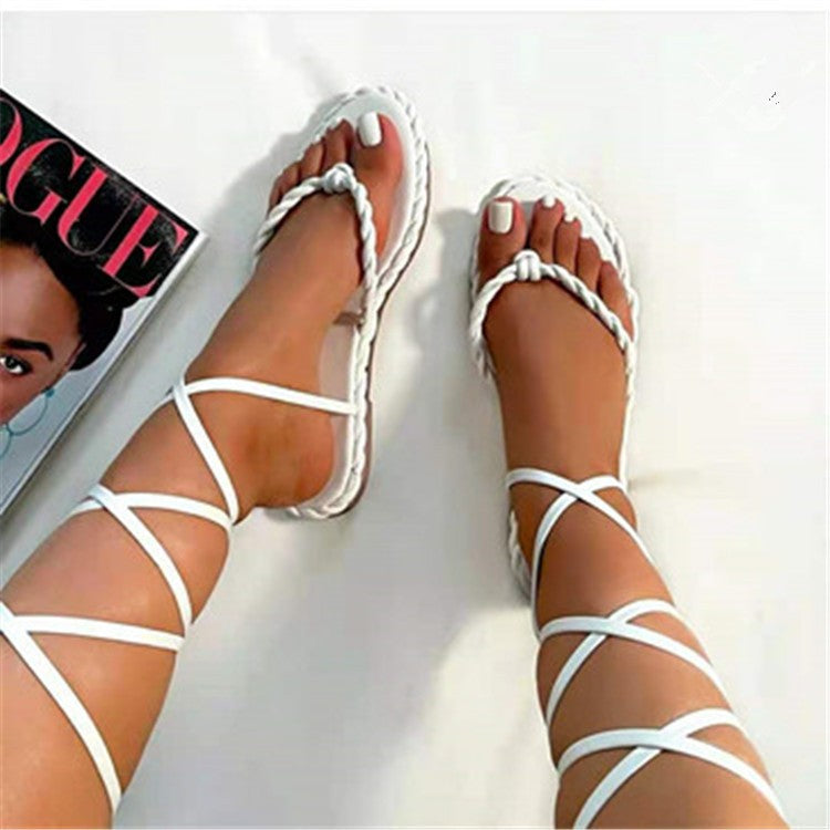 New Summer Design Clip Toe Ankle Strap Flat Women Sandal Slipper