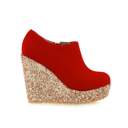 Serpentine Stitched Vintage Wedge Sandals | Elegant Summer High-Heel Pumps