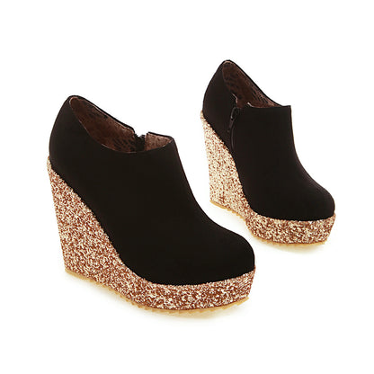 Serpentine Stitched Vintage Wedge Sandals | Elegant Summer High-Heel Pumps