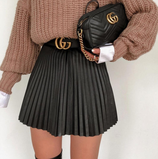 Skirts Pleated Knitted Mini Skirt Winter Fashion