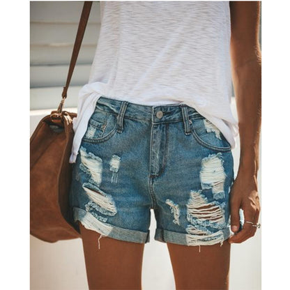 Distressed Ripped High-Waisted Denim Shorts Women – Street Style & Summer Outfit