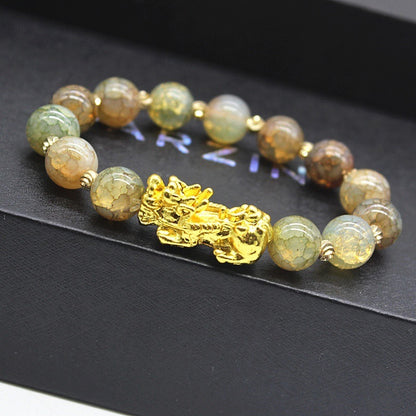 Gold-Plated Geometric Brave Bracelet – Unisex Beaded Bracelet for Everyday Wear