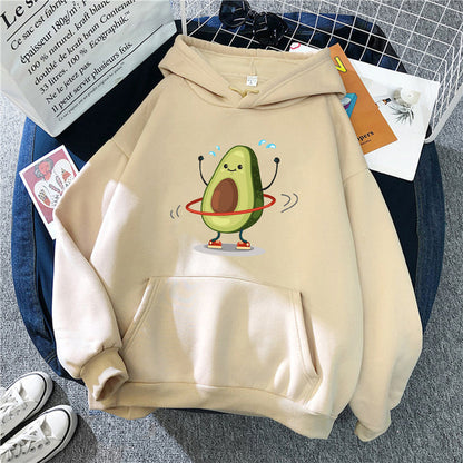 Sporty Cartoon Avocado Hoodie – Cozy, Cute & Quirky!