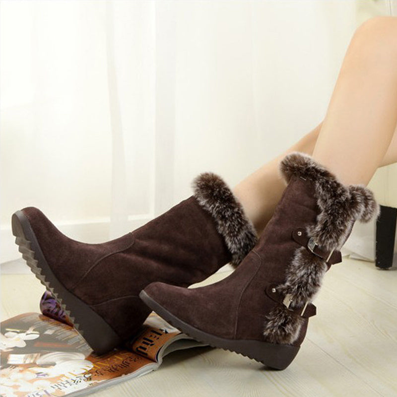 Korean-Style Suede Snow Boots for Women | Waterproof Winter Ankle Boots