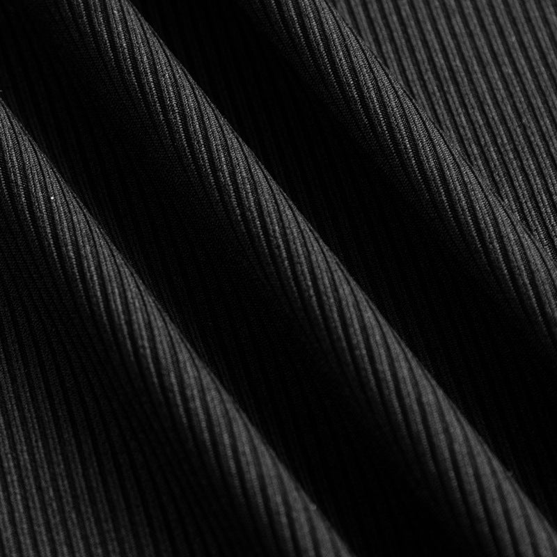 Elegant Long Sleeve Ribbed Mock Neck Solid Dress